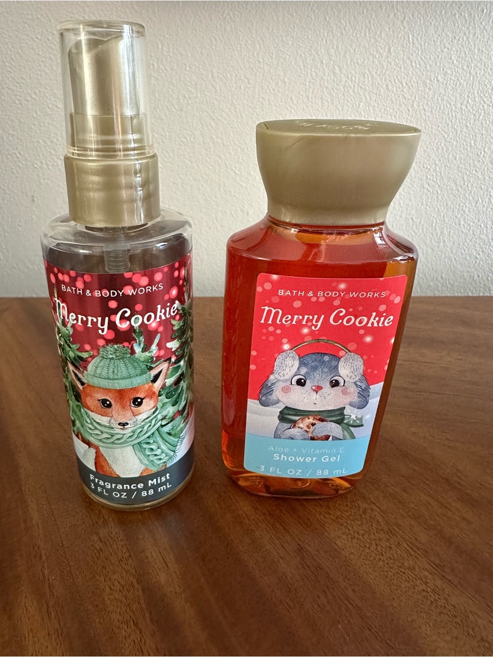 Bath & Body Works Merry Cookie Fragrance Mist & Shower Gel - Travel Size 3 oz.
